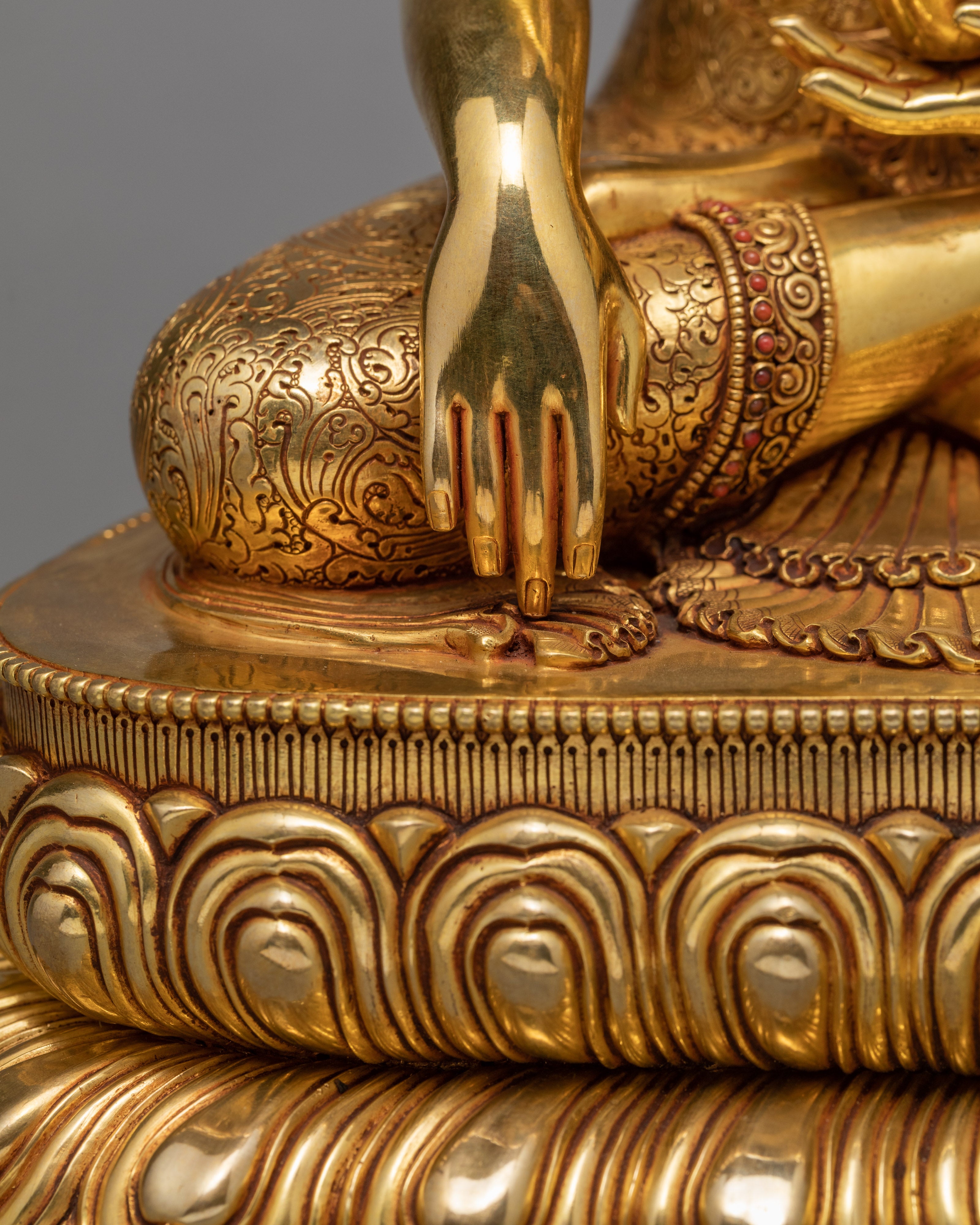 Seated Shakyamuni Buddha | 24k Gold Plated Himalayan statue