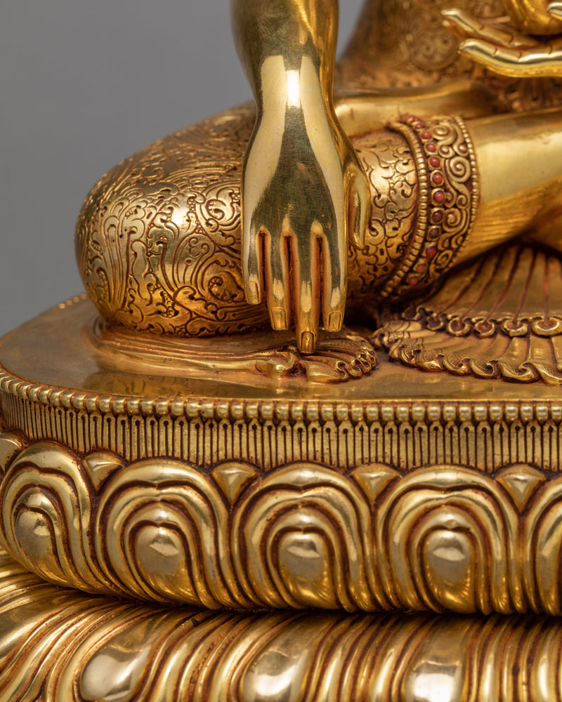 Seated Shakyamuni Buddha | 24k Gold Plated Himalayan statue