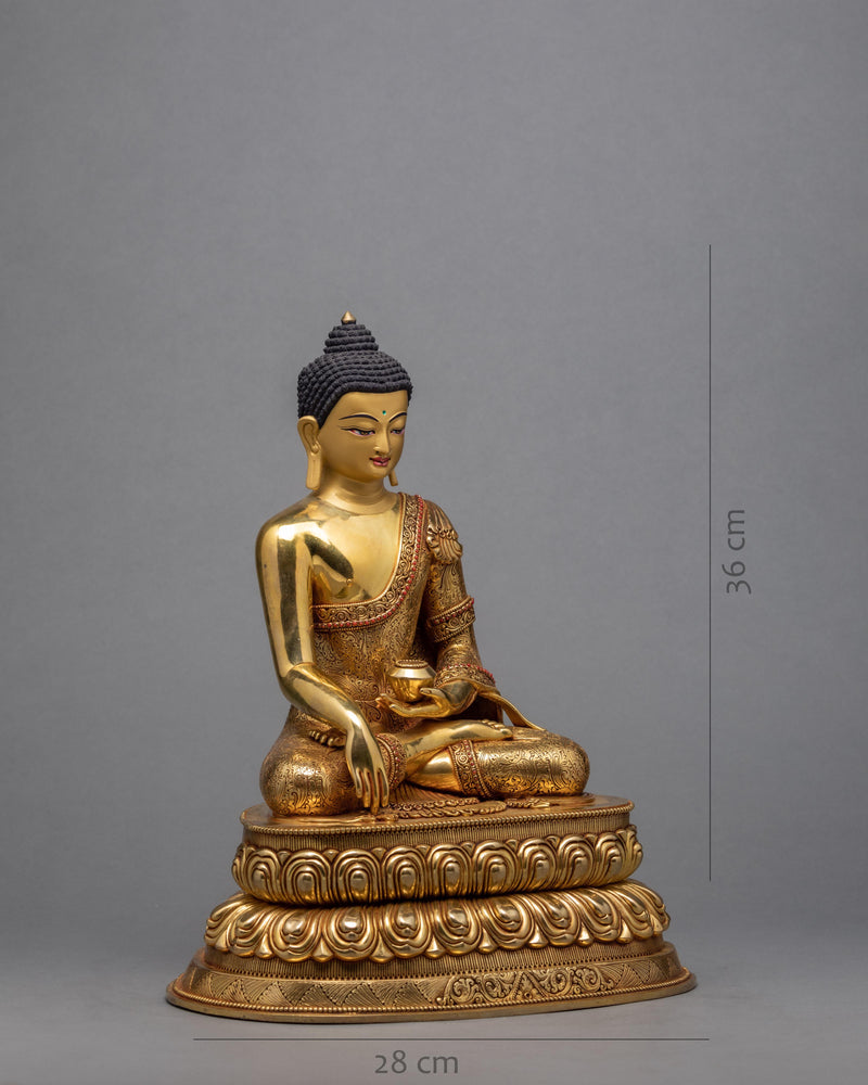 Seated Shakyamuni Buddha | 24k Gold Plated Himalayan statue