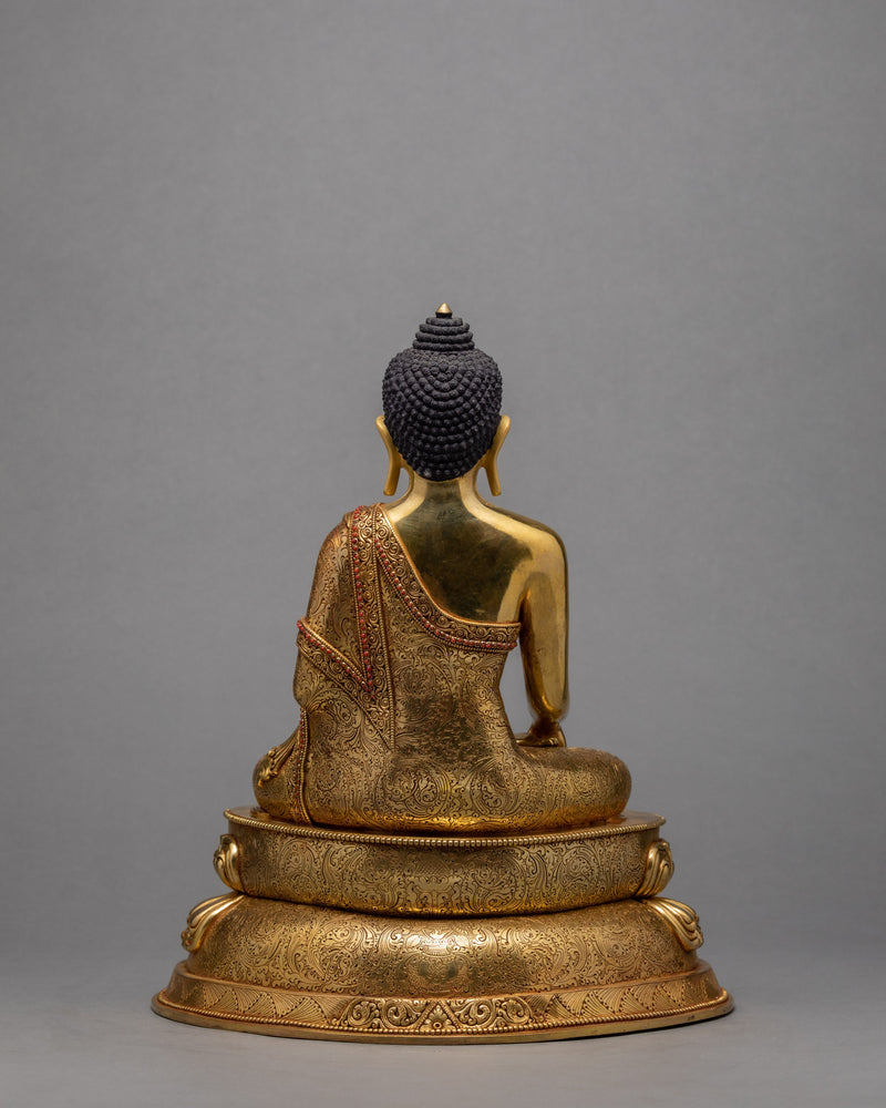 Seated Shakyamuni Buddha | 24k Gold Plated Himalayan statue