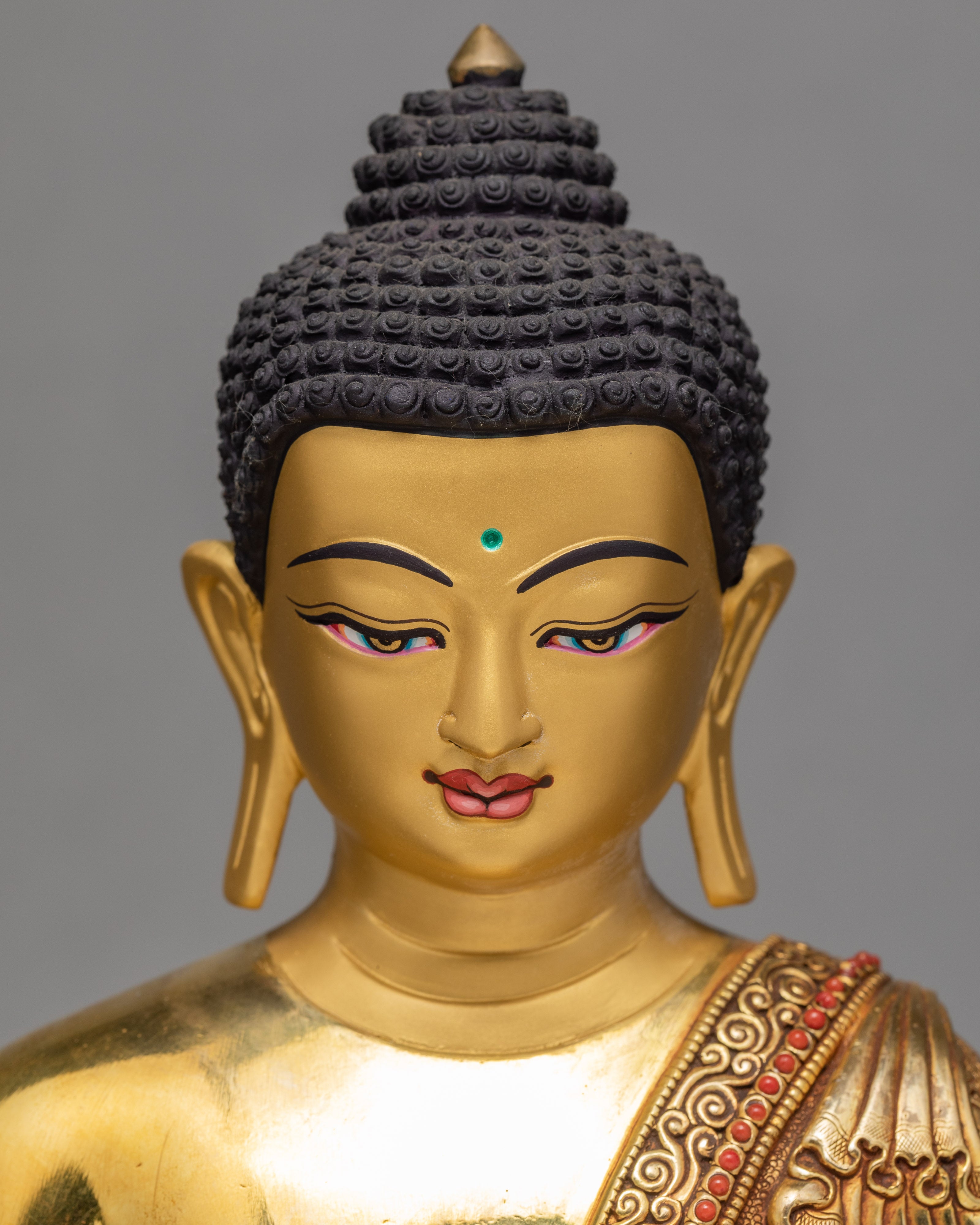 Seated Shakyamuni Buddha | 24k Gold Plated Himalayan statue