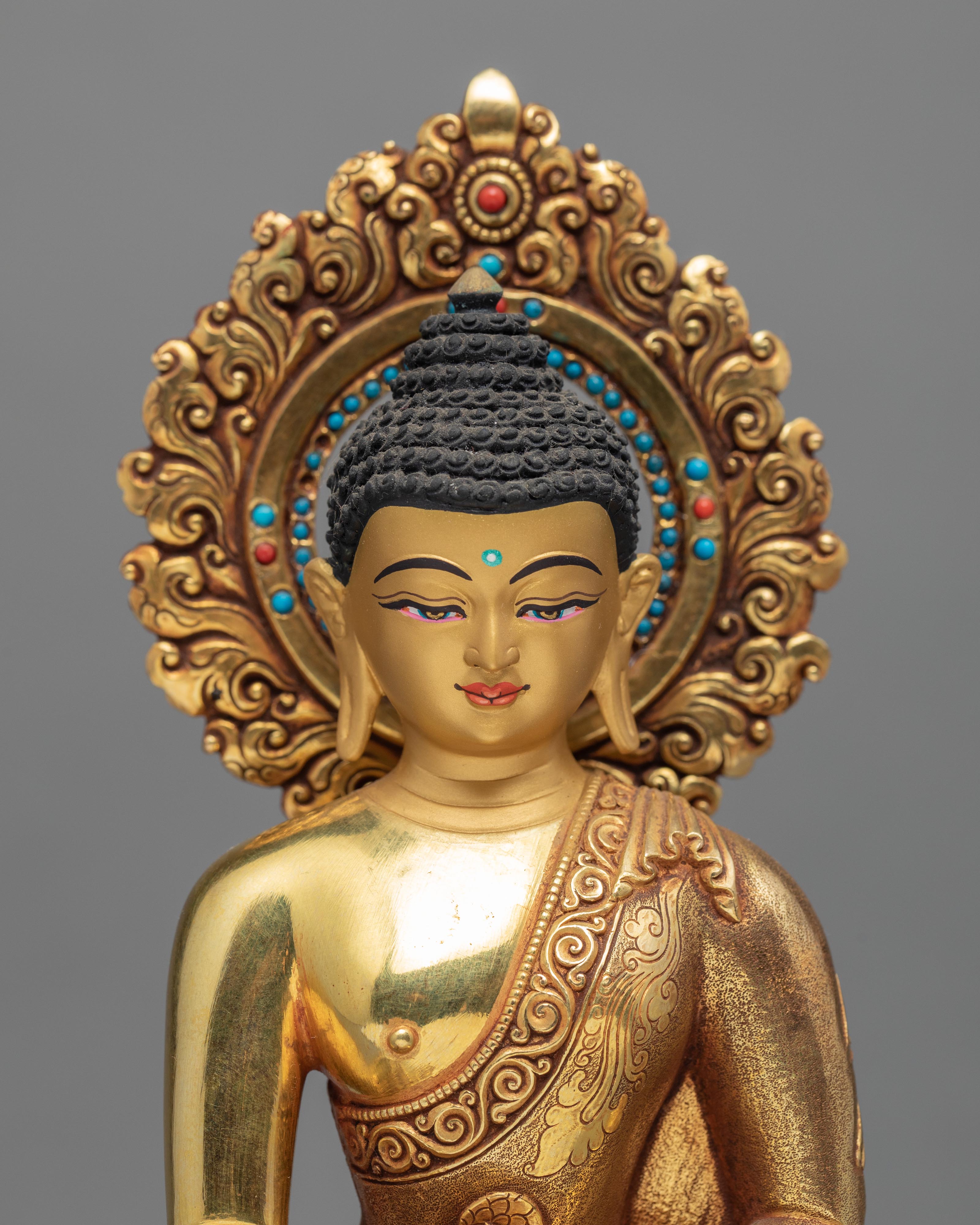 Shakyamuni Buddha  Statue | Gold Plated Gautam Buddha | Buddhist Art
