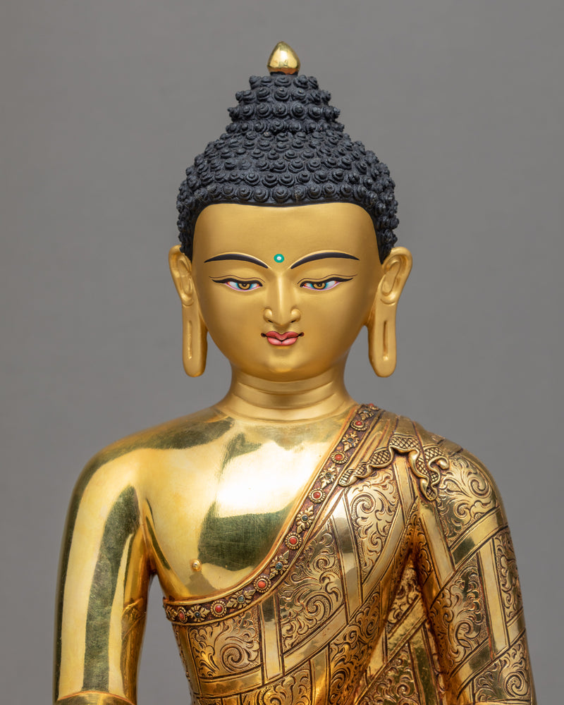 Buddha Shakyamuni Statue | Himalayan Buddhist Art | 24k Gold Glided