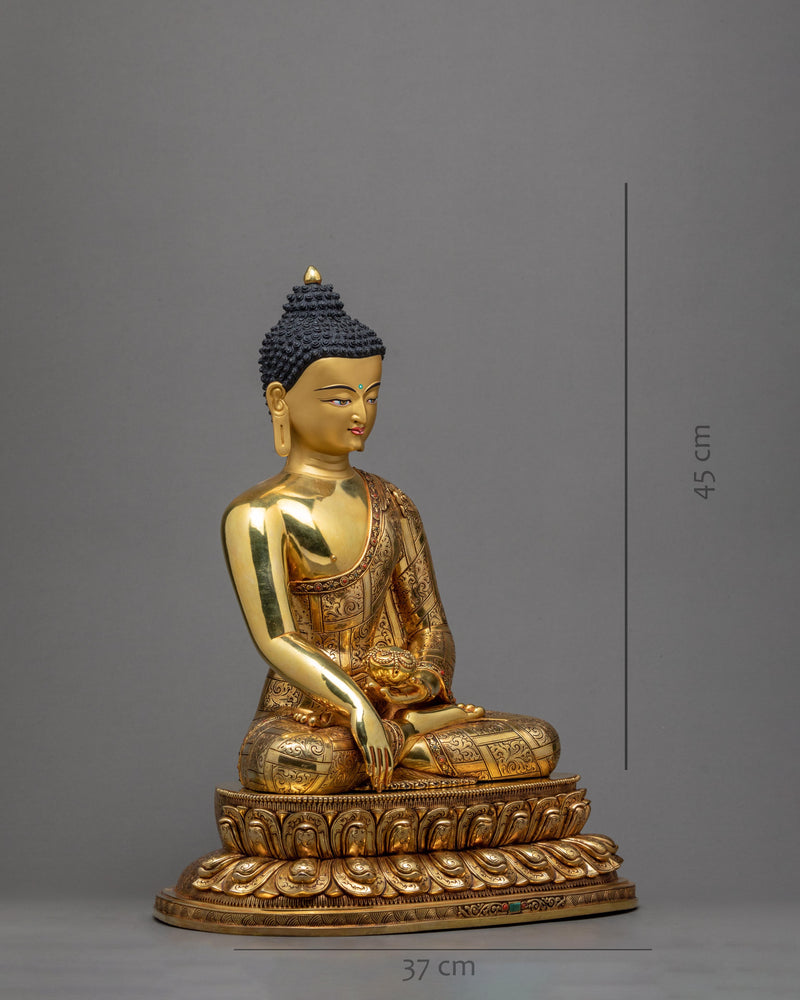 Buddha Shakyamuni Statue | Himalayan Buddhist Art | 24k Gold Glided