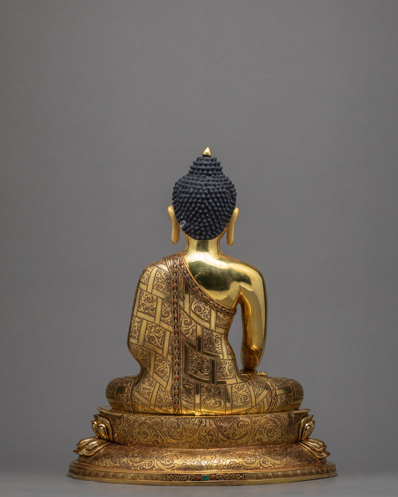 Buddha Shakyamuni Statue | Himalayan Buddhist Art | 24k Gold Glided