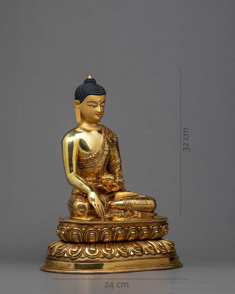 Shakyamuni Buddha Statue | 24K Gold Plated Gautam Buddha | Tibetan Art