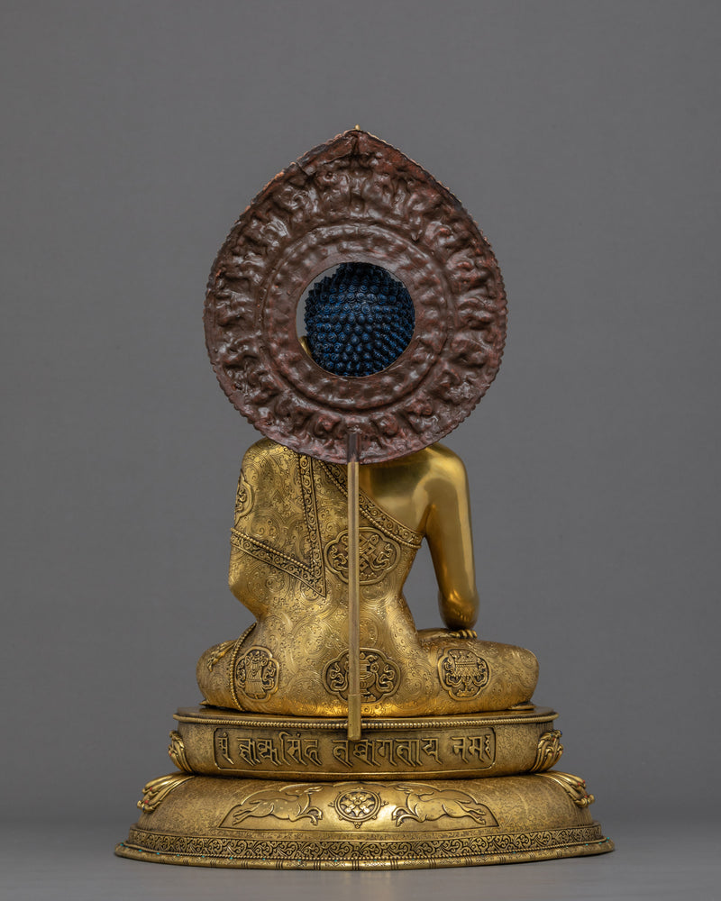 Shakyamuni Buddha With Disciples | Traditionally Gold Gilded Statue