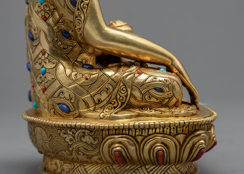 Shakyamuni Buddha Statue | Buddhist Art Sculpture | 24K Gold Gilded