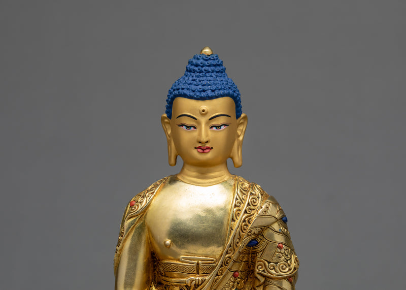 Shakyamuni Buddha Statue | Buddhist Art Sculpture | 24K Gold Gilded