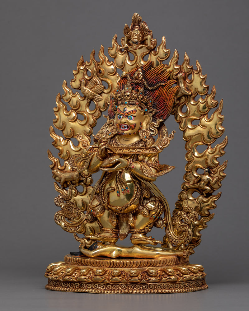 Sakya Mahakala Sculpture | Traditionally Hand Painted Statue