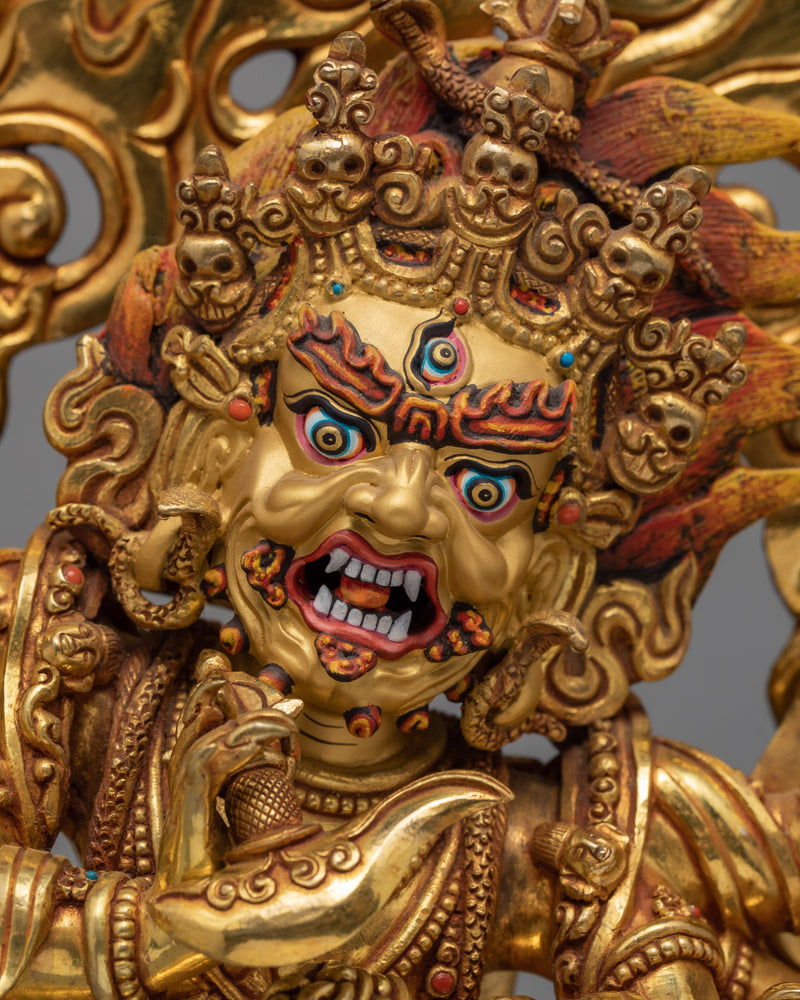 6 Armed Mahakala | 24K Gold Plated Statue