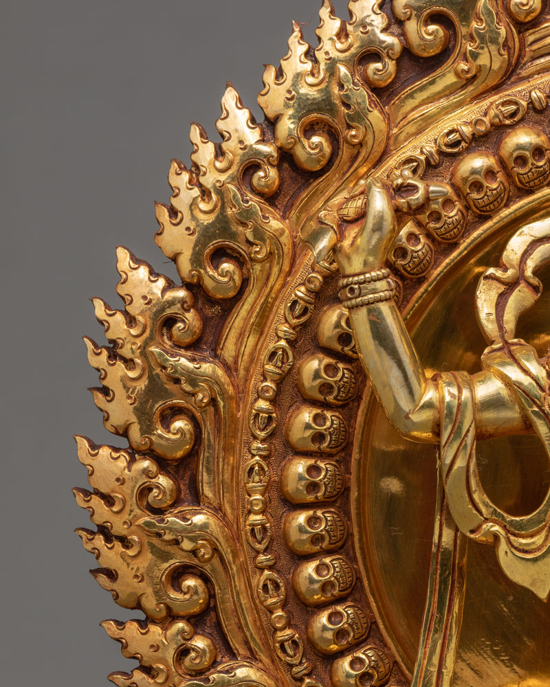 Dakini Simhamukha Statue | Tibetan Gold Gilded Sculpture Art