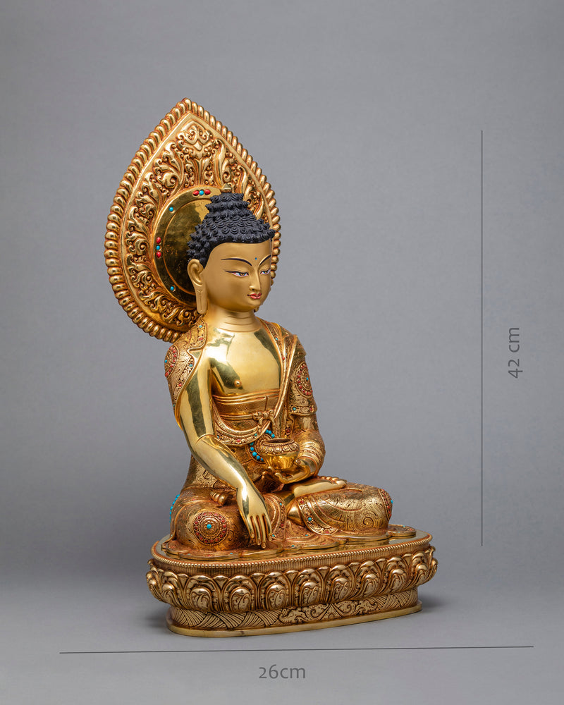 Shakyamuni Buddha Statue | 24K Gold Gilded | Traditional Buddhist Art