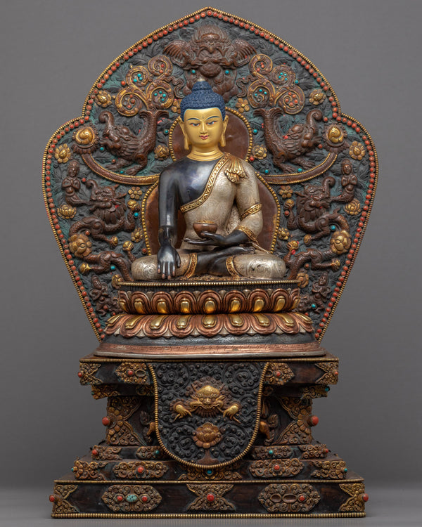 Shakyamuni Buddha on Throne Statue 