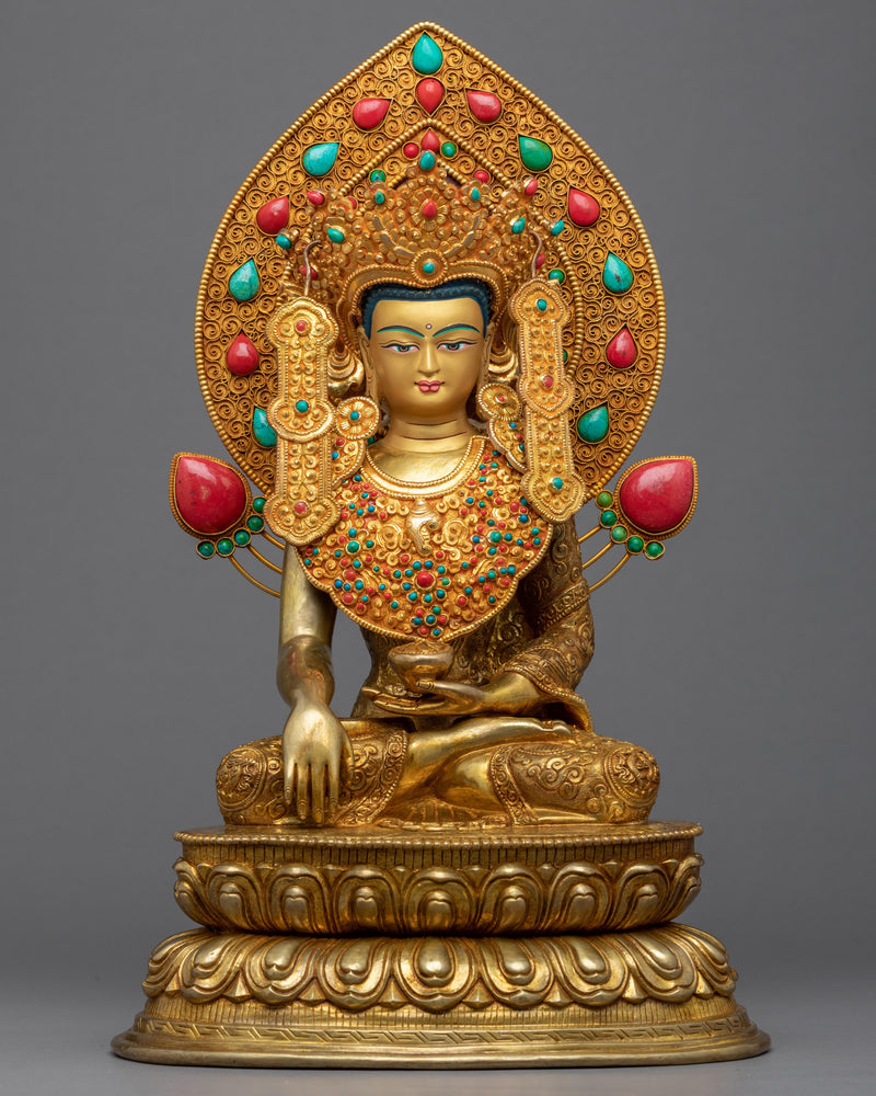 Crowned Shakyamuni Buddha Gold Sculpture