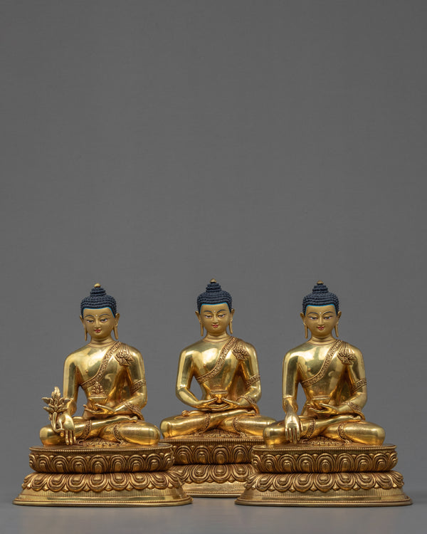 3 Buddhas Set Statue - Shakyamuni, Amitayus, Amitabha