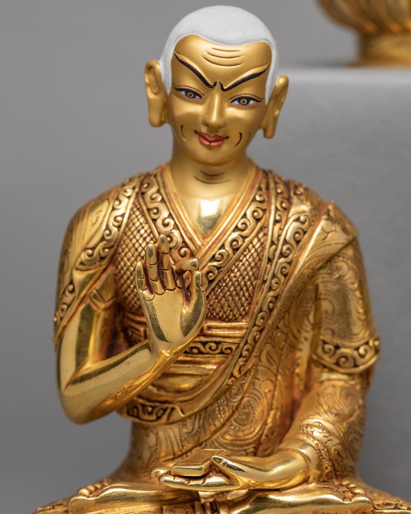 Tsongkhapa and Disciples | Gold Gilded Statue | Gyaltsab Je | Khedrup Je