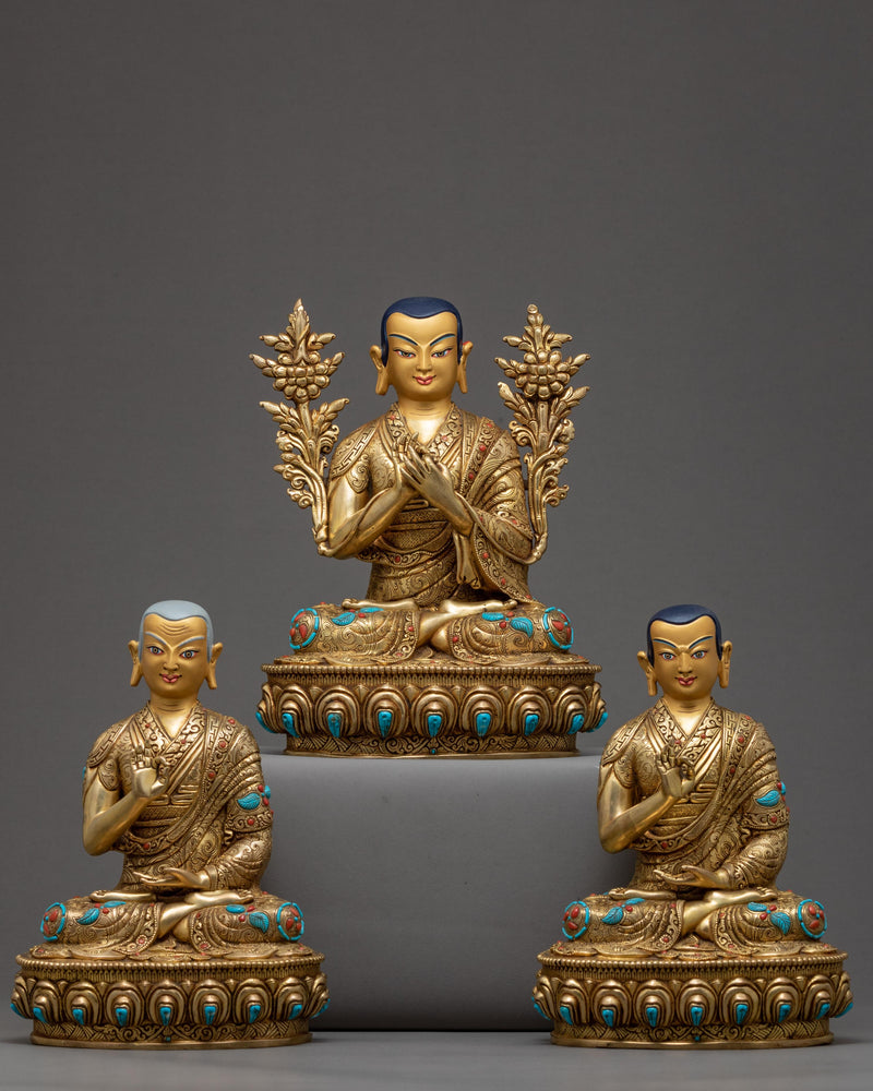 Je Tsongkhapa And His Disciples Statue- Gyaltsab Je, Khedrup Je 
