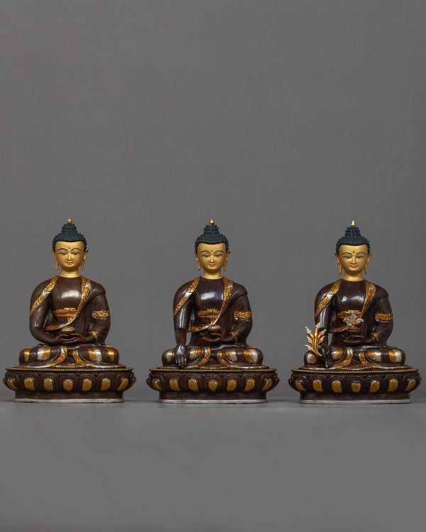 Three Tibetan Buddhas Sculpture 