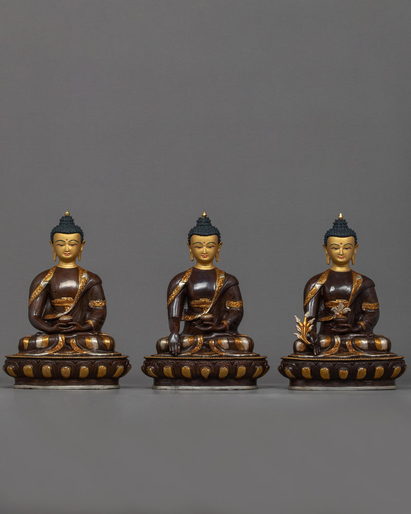Three Tibetan Buddhas Sculpture 