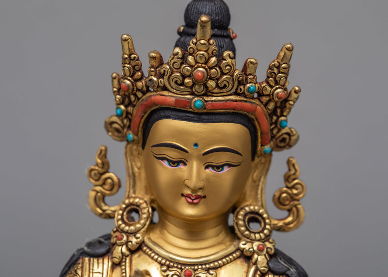 Vajradhara Gold Gilded Statue | Traditional Tibetan Fine Art