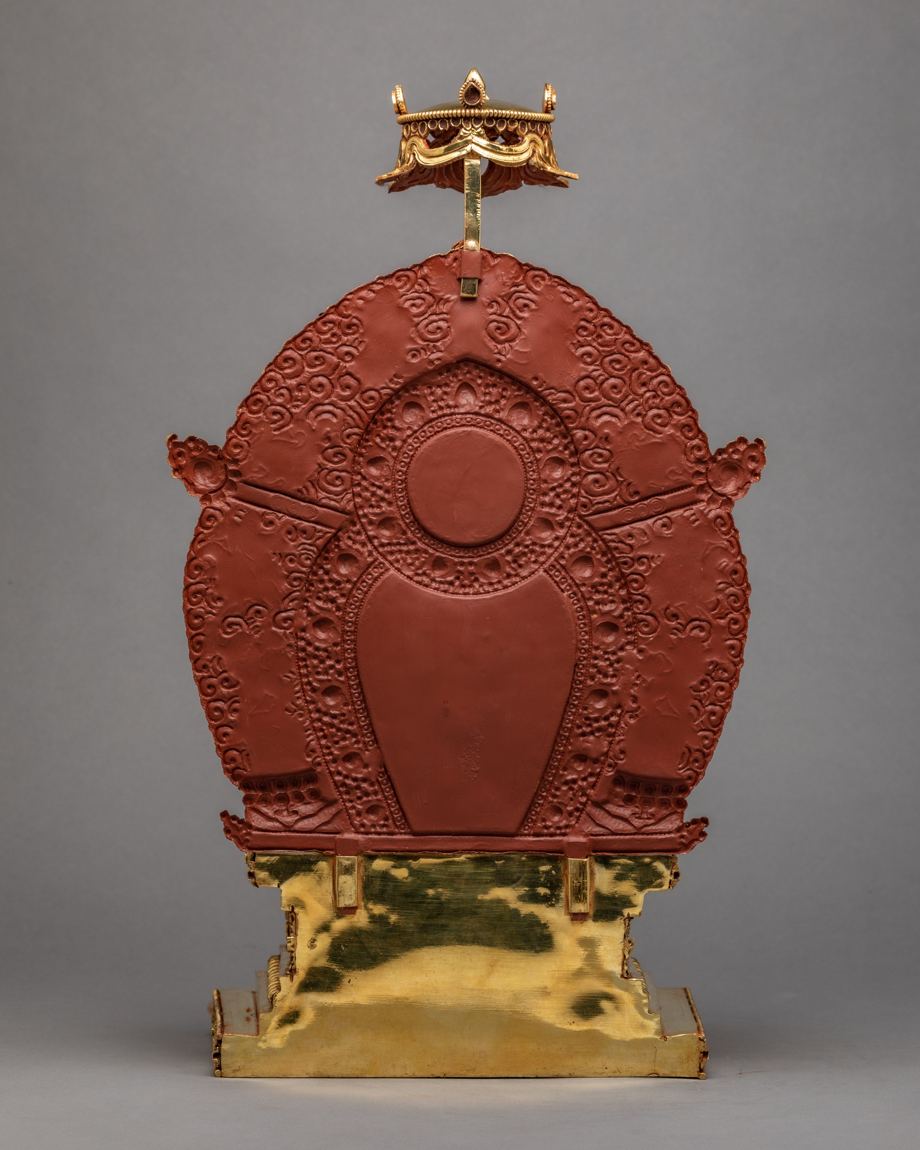 Manjushri Statue in Throne  | Himalayan Bodhisattva Statue | Plated With Pure 24K Gold