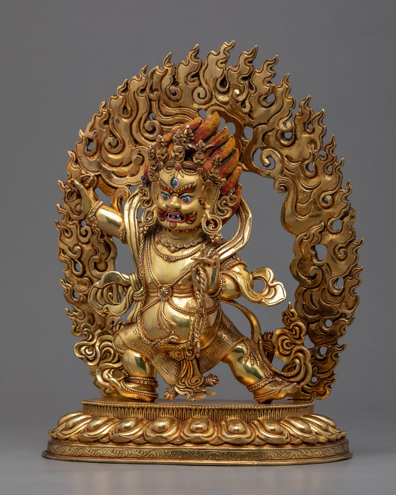 Hand Crafted Vajrapani Buddha Sculpture | Tibetan Art Plated with Gold