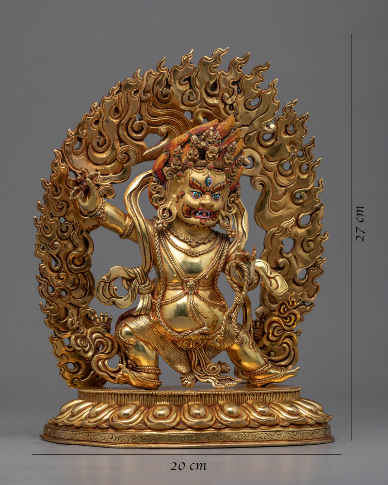 Hand Crafted Vajrapani Buddha Sculpture | Tibetan Art Plated with Gold