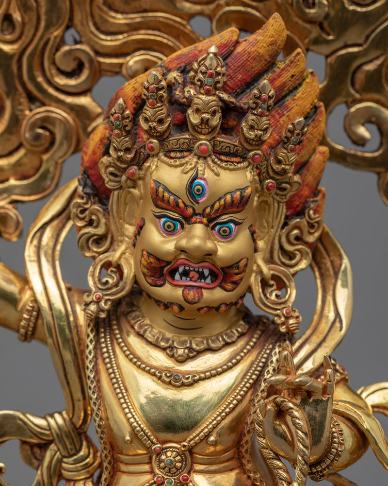 Hand Crafted Vajrapani Buddha Sculpture | Tibetan Art Plated with Gold