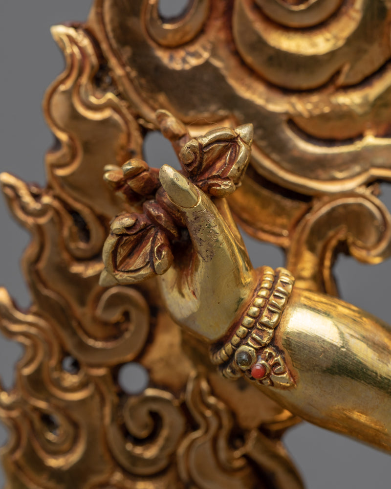 Hand Crafted Vajrapani Buddha Sculpture | Tibetan Art Plated with Gold