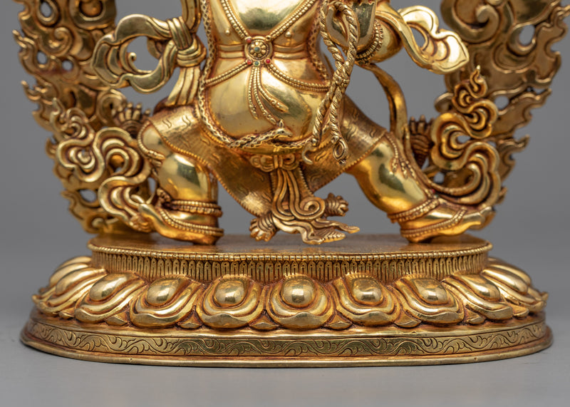 Hand Crafted Vajrapani Buddha Sculpture | Tibetan Art Plated with Gold