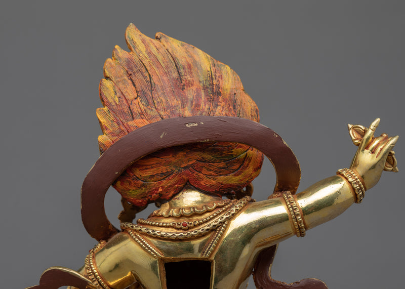 Hand Crafted Vajrapani Buddha Sculpture | Tibetan Art Plated with Gold