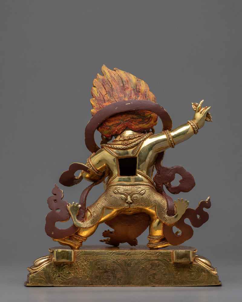 Hand Crafted Vajrapani Buddha Sculpture | Tibetan Art Plated with Gold