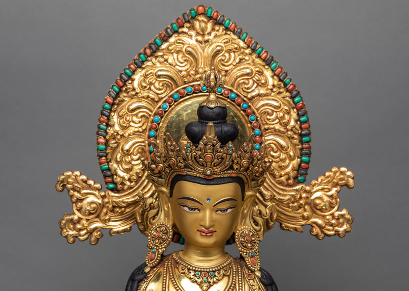 Handmade Vajrasattva Statue | Fine Quality 24K Gold Gilded Dorje Sempa Statue