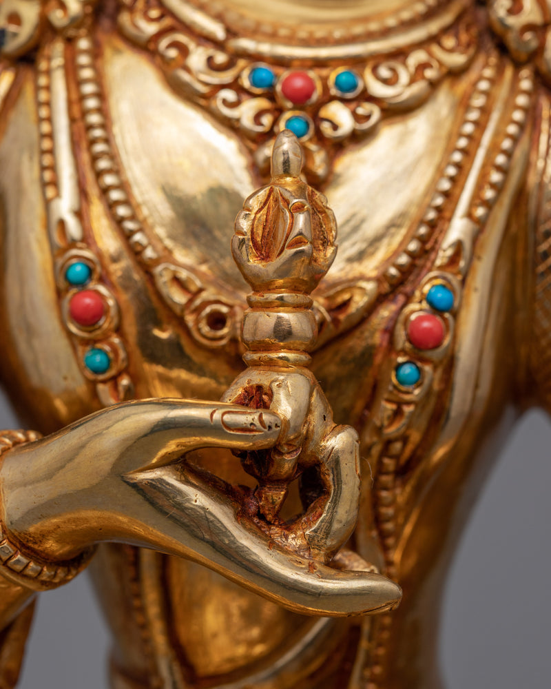 Gold Gilded Bodhisattva Vajrasattva Statue | Himalayan Buddhist Art