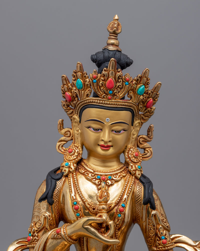 Gold Gilded Bodhisattva Vajrasattva Statue | Himalayan Buddhist Art