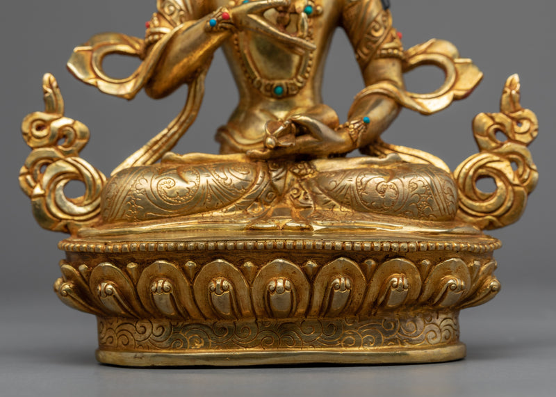 Vajrasatva Gold Gilded Statue | Hand-Carved Buddhist Deity Artcraft