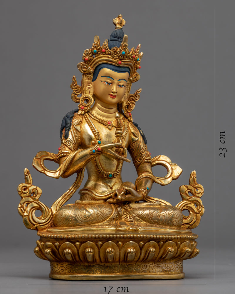 Vajrasatva Gold Gilded Statue | Hand-Carved Buddhist Deity Artcraft
