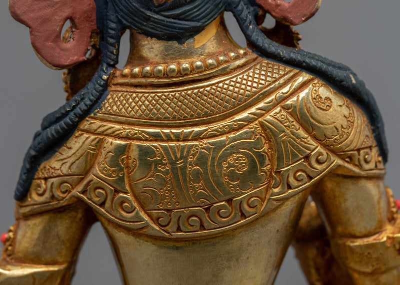 Vajrasatva Gold Gilded Statue | Hand-Carved Buddhist Deity Artcraft