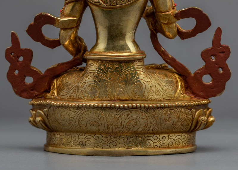 Vajrasatva Gold Gilded Statue | Hand-Carved Buddhist Deity Artcraft