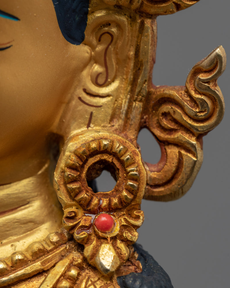 Vajrasatva Gold Gilded Statue | Hand-Carved Buddhist Deity Artcraft