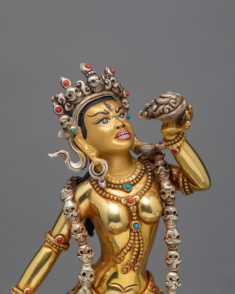 Vajrayogini Statue with Silver Craft | Dakini Statue | Handmade Sculpture