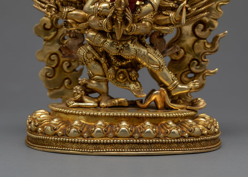 Vajrakilaya With Consort | Nyingma Yidam Statue | Gilded In 24k Gold