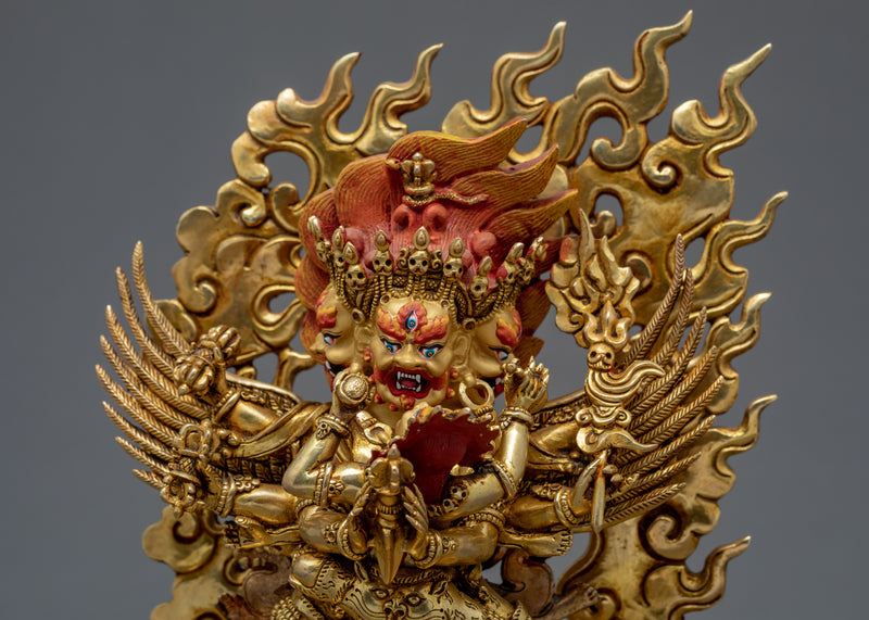 Vajrakilaya With Consort | Nyingma Yidam Statue | Gilded In 24k Gold