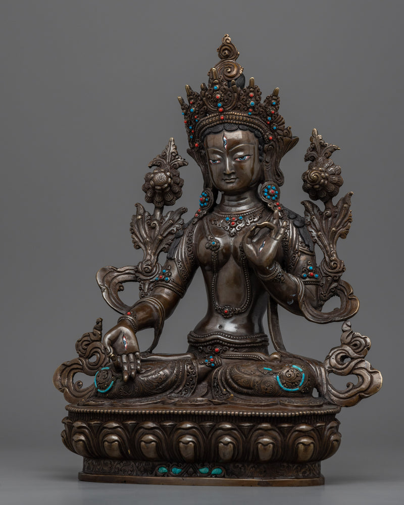 White Tara Bodhisattva Statue | Hand-Carved Female Bodhisattva Statue