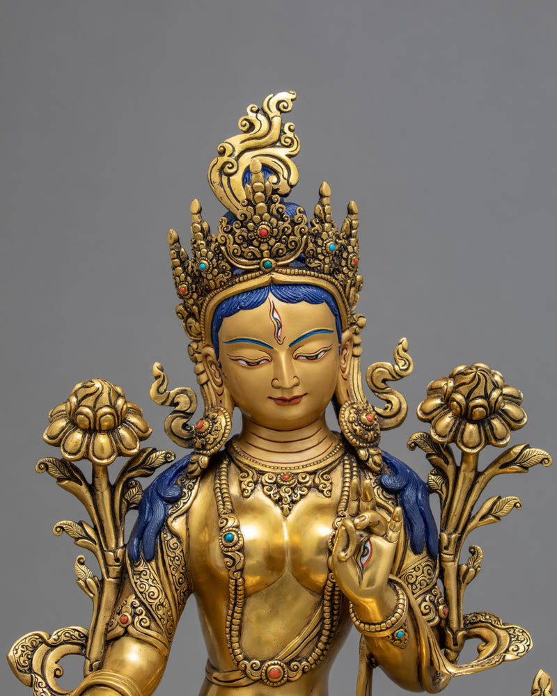 White Tara Goddess Sculpture | Traditional Buddhist Art