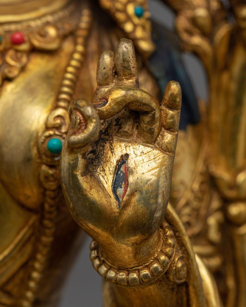 White Tara Meditation Sculpture | Traditional Tibetan Buddhist Deity