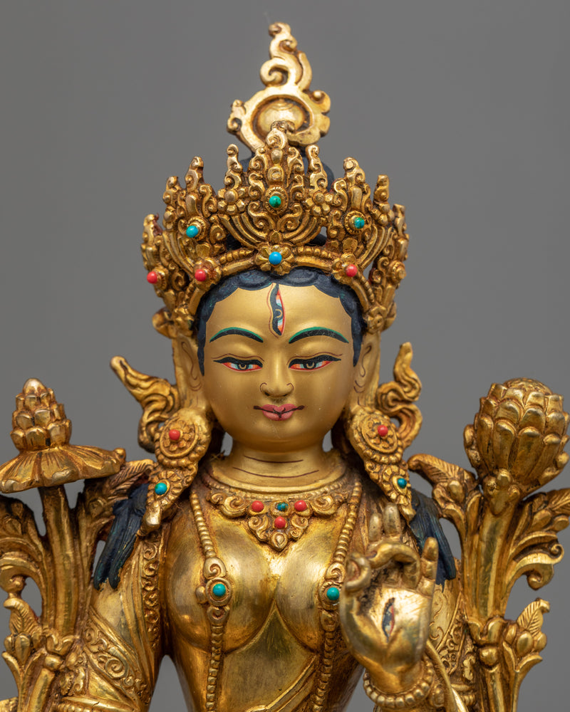 White Tara Meditation Sculpture | Traditional Tibetan Buddhist Deity
