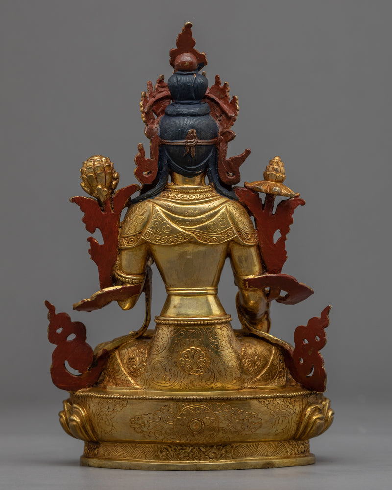 White Tara Meditation Sculpture | Traditional Tibetan Buddhist Deity