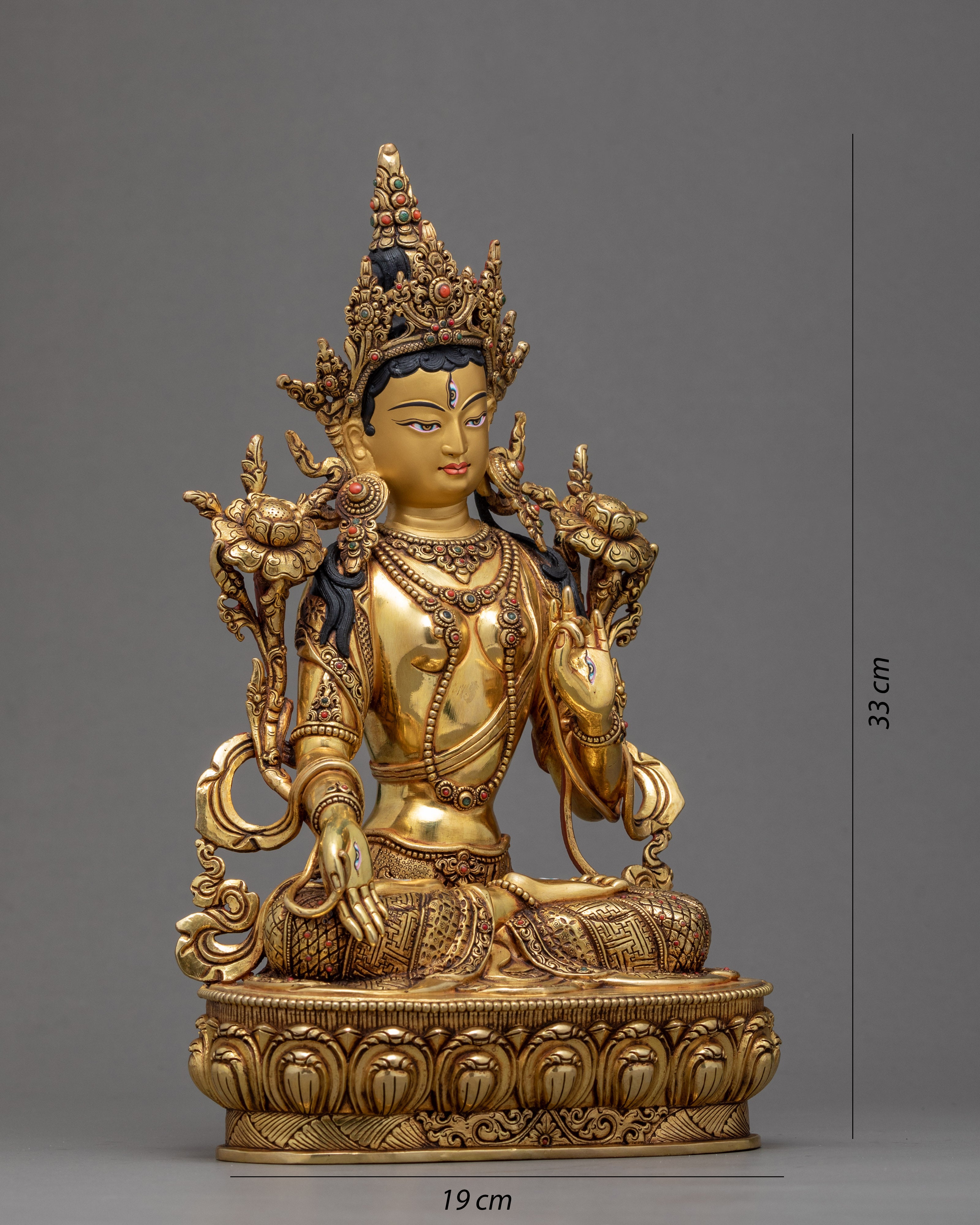 White Tara Goddess Statue | Originally Gold Gilded Buddhist Art